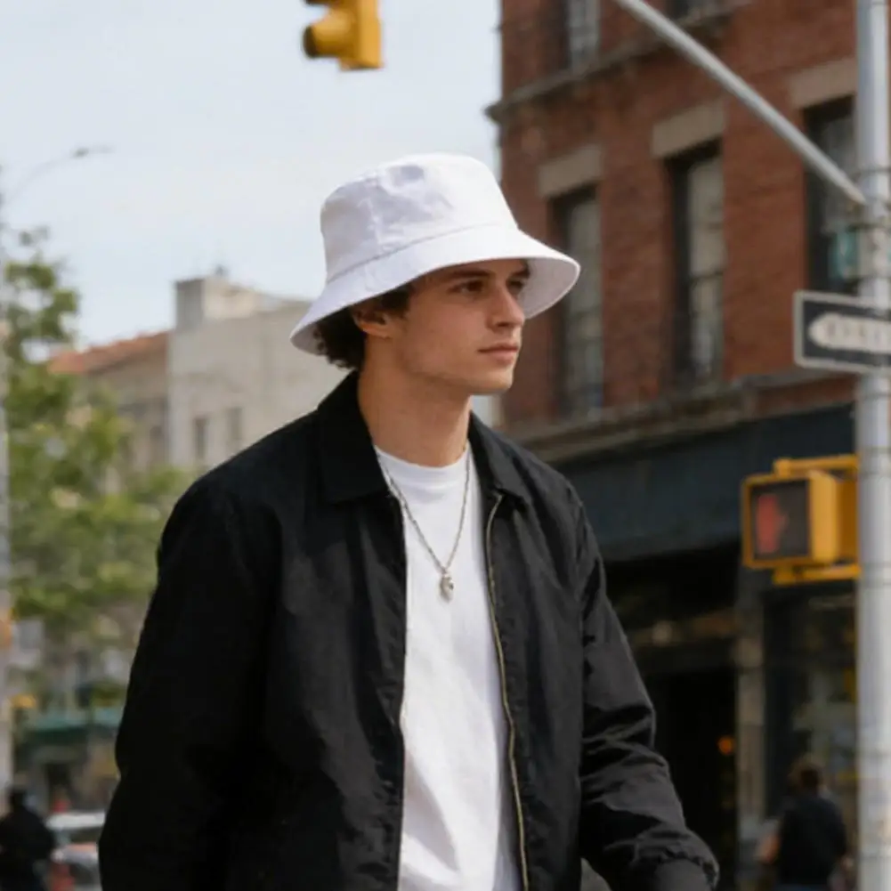 Unisex Solid Plain Bucket Hat Reversible Retro Fisherman Cap Available in Multiple Retro Colors Outdoor Sun Protection Hat - Image 5