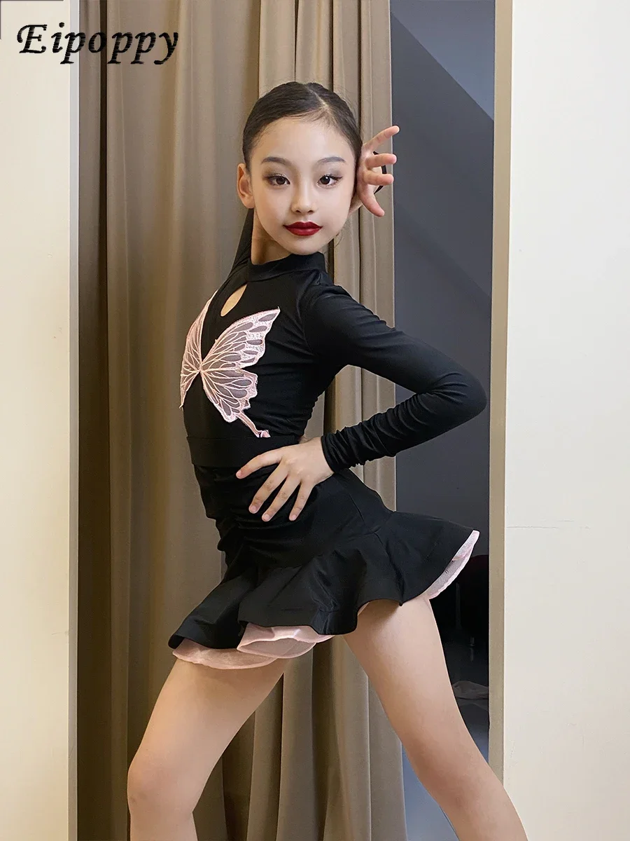 

Latin Dance Wear Children's Exercise Clothing Girls' Printed Dancing Dress Performance Costume Advanced Suit