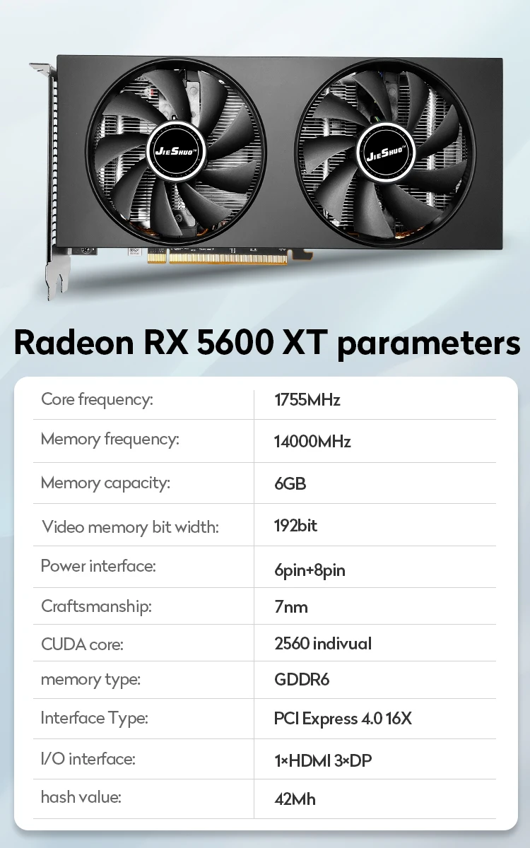 100%NEW RX5600 5700xt 6600 6600XTduplo fã jogo de mesa radeon gpu amd ataland  elsa placa gráfica gddr6 cartão graphics card