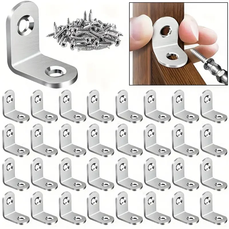 Angle bracket L Shaped Corner Brackets 90 Degree Right Angle Stainless Steel Bracket Fastener For Wood Furniture Bedframe Cabinet Accessories