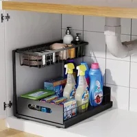 Kitchen Storage Magic Tool！Double-layer Pull-out Basket Under Sink，Easily Transform Unusable Space，Expand Storage Capacity by Do 2