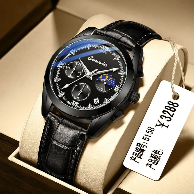 

Men Watches Luxury Brand Men Multifunction FASHION WATCH MAN Three Eyes Quartz Waterproof Luminous Hours Clock Relogio Masculino