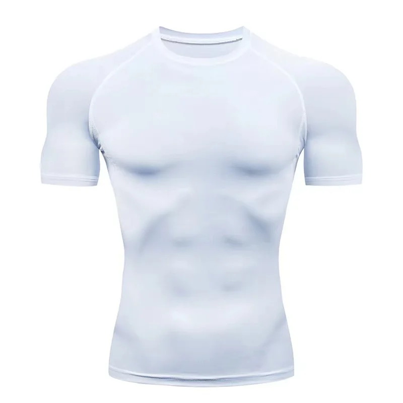 2025 Compression T Shirt Men Summer Sportswear Running T-shirt Elastic Quick Dry Sport Tops Tee Athletic Gym Workout Shirts Men