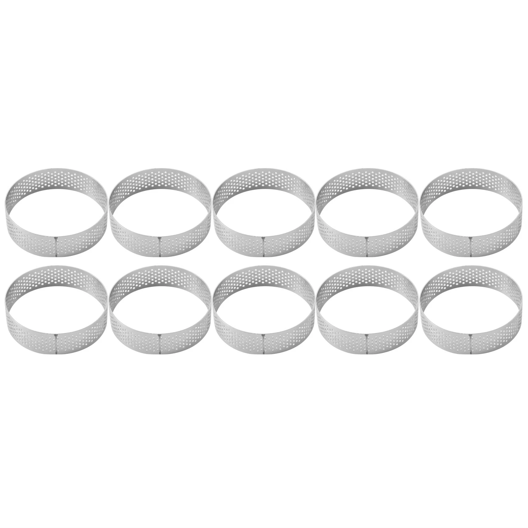 

10Pcs Circular Tart Rings with Holes Stainless Steel Fruit Pie Quiches Cake Mousse Mold Kitchen Baking Mould 7cm