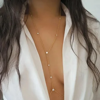 Stonefans Simple Cross Bra Chain Rhinestone Body Jewelry Bikini Summer Beach Fashion Chest Chain Necklace Accessories Clothing 1