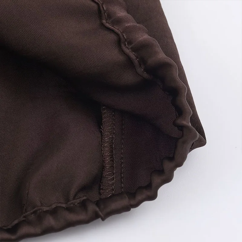 Chic Simple Brown Satin Shirts for Women 2025 New Fashion Long Sleeve Women's Casual Loose Shirt And Blouse Woman Top