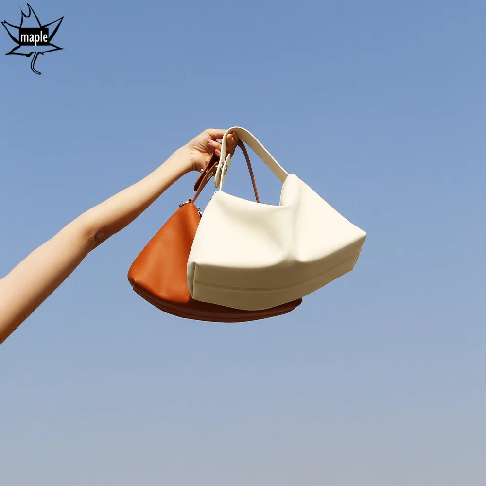 New Classic Simplicity Soft Hobo Tote Borsa a tracolla da donna in pelle scamosciata / pelle di mucca di colore rosso beige Borsa da donna di qualità per il tempo libero - immagine 3