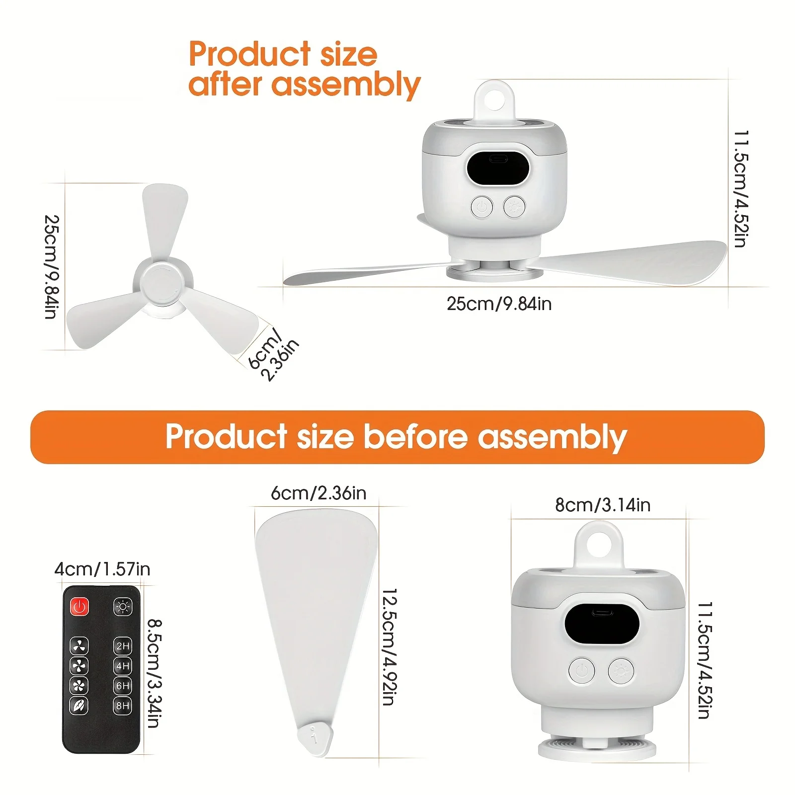 Ventilateur de camping rechargeable portable avec led et télécommande_voghion.com