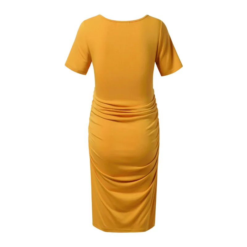 Maternity Dresses Summer Bodycon Short Sleeve Side Ruched Pregnany