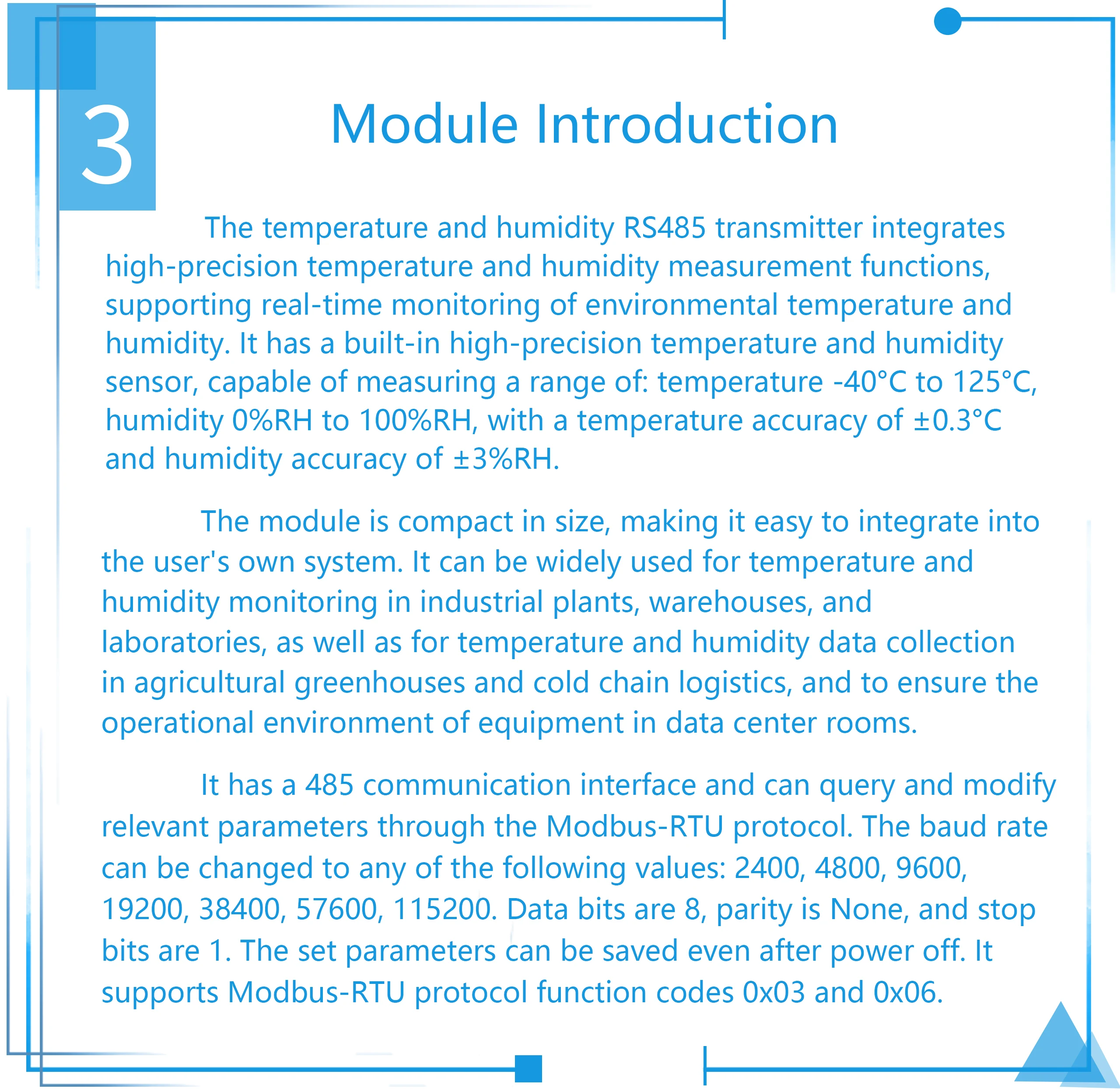 Temperature and humidity transmitter sensor RS485 industrial-grade high-precisio
