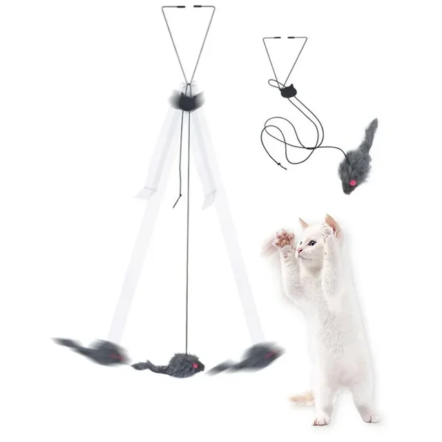 Simulation Mouse Cats Toy Funny Self-hey Hanging Door Retractable Cats Stick Scratch Rope Mouse Cat Interactive Toy Cat Supplies 6