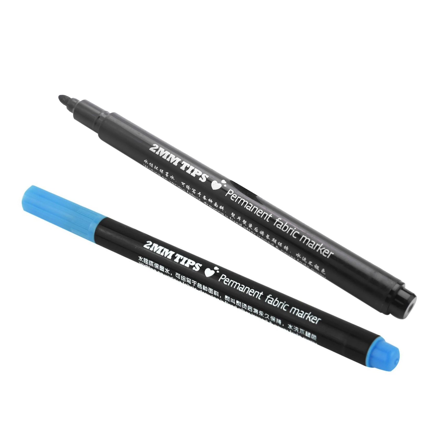 2 X Fabric Marker Pens Permanent Colors For DIY Textile Clothes T-Shirt  Shoes, Black & Blue - AliExpress