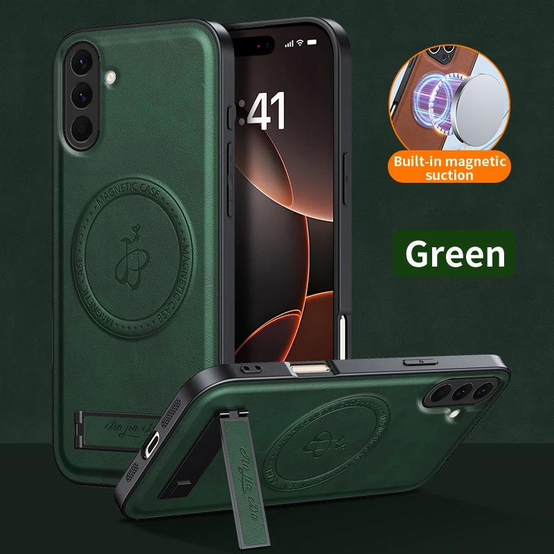 Premium Business Leather Kickstand Case with Magnetic Shockproof Protection