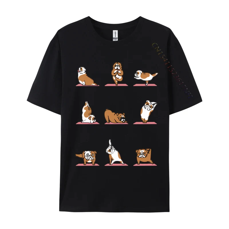 Tops & Tees EnglishBulldogYogaVintage Labor Day Cheap Unique Short Sleeve 100% Cotton O-Neck Men T-Shirt Unique Top T-shirts EnglishBulldogYogaVintage black