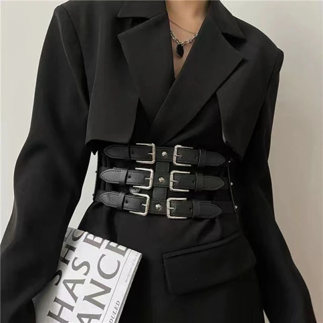 Metal buckle women's belt suit coat dress waist decorative elastic thin  waist seal holographic luxury belt women - AliExpress