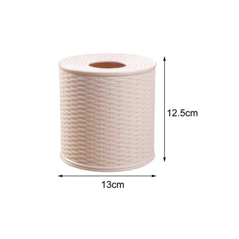 1PC Kunststoff Tissue Box Halter Runde Simulation Rattan Tissue Container Küche Wohnzimmer Badezimmer Rollen Papier Rack Container – Detail 9