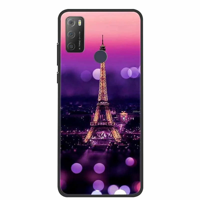 Charming Cat & Floral Design Silicone Phone Case, Black 6.52''
