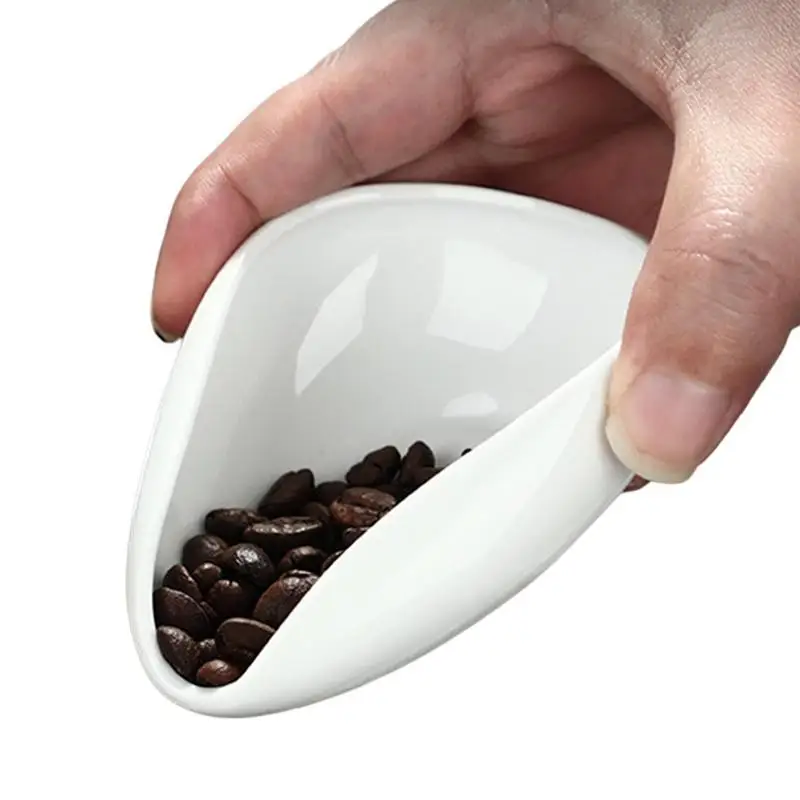 

Coffee Dosing Tray Coffee Ware Pure White Ceramic Tea Set With Non-Slip Base Coffee Bean Spoon Shovel Tea Trays Tea accessories
