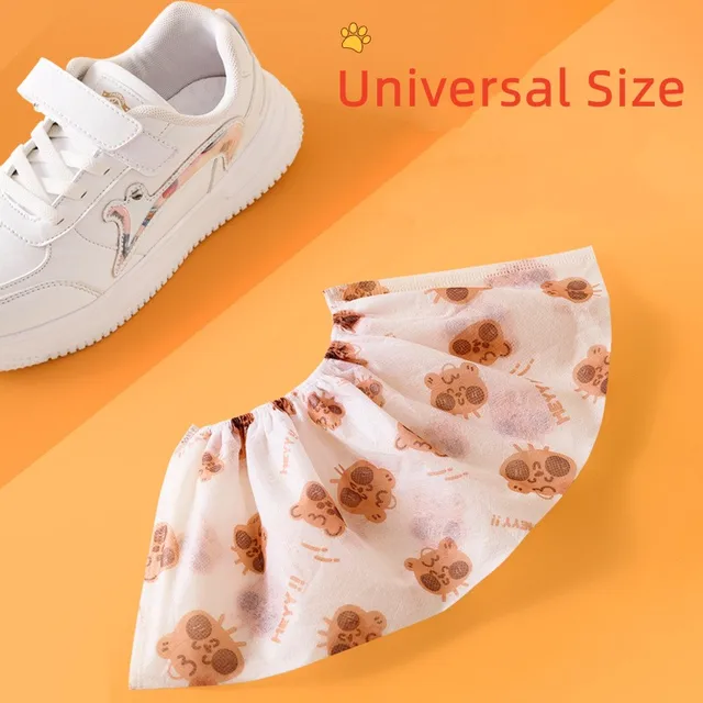 Háztartások Eldobható Nyomtatott Rajzfilm Cipőfedelek Nem Szőtt, Megvastagított Csúszás Felnőtt Beltéri Lábfedelek - Image 4