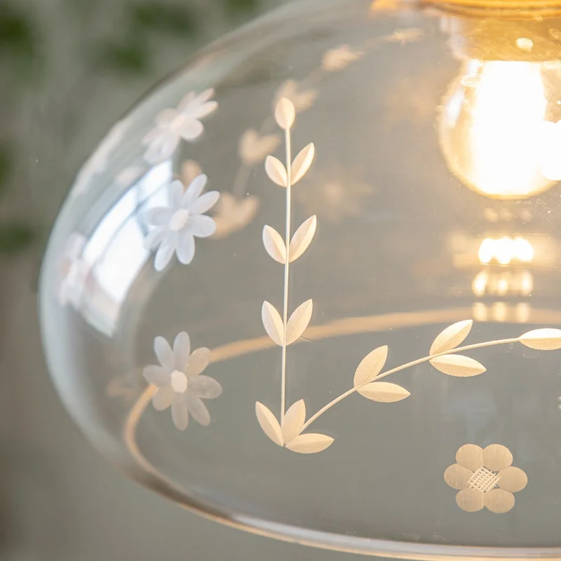 IWHD Glass Wood LED Pendant Lamp Bedroom Dining Room Kitchen Bar Carved Designs Modern Hanging Lights Fixtures Hanglampen
