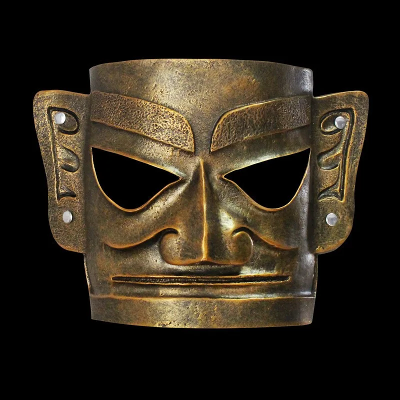 

China Sanxingdui antique bronze statue mask Creative Halloween costume mask Oriental classical dance head decoration
