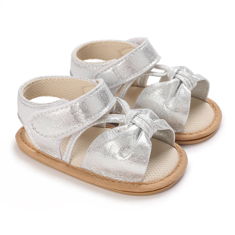 Summer New Sparkling Sandals 0-1 Year Old Baby Shoes Anti Slip Soft Bottom Exposed Toes Sparkling Women's Baby Shoes 4