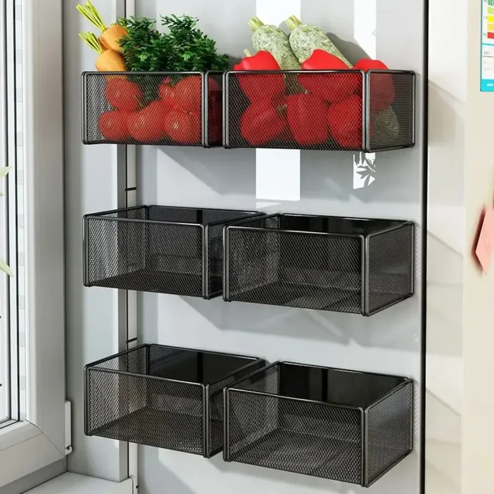 Magnetic Storage Rack Refrigerator Outer Magnet Hanging Divine Artifact Kitchen Portable No Punching Required Storage Shelves
