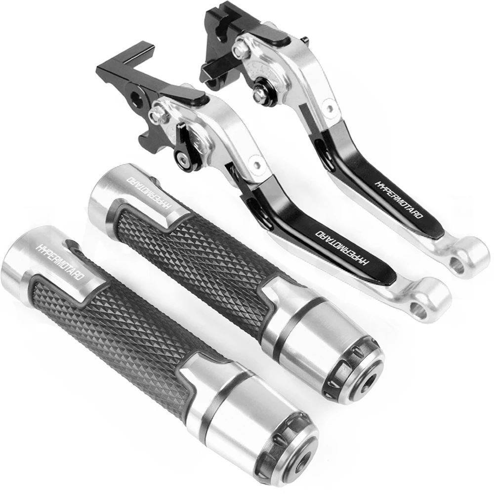 HYPERSTRADA Moto In Alluminio Leva Frizione Freno + 22 MILLIMETRI Manopole Estremità Del Manubrio Per Ducati HYPERMOTARD 821 2013 2014 2015 - immagine 4