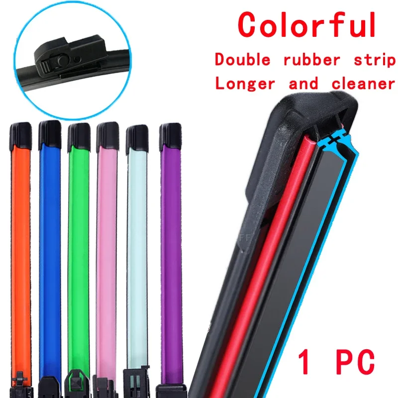 

Colorful Side Mounting Car Windshield Wiper blades Universal Soft Double layer Rubber Frameless Bracketless 16" 19" 20 22 24"26"