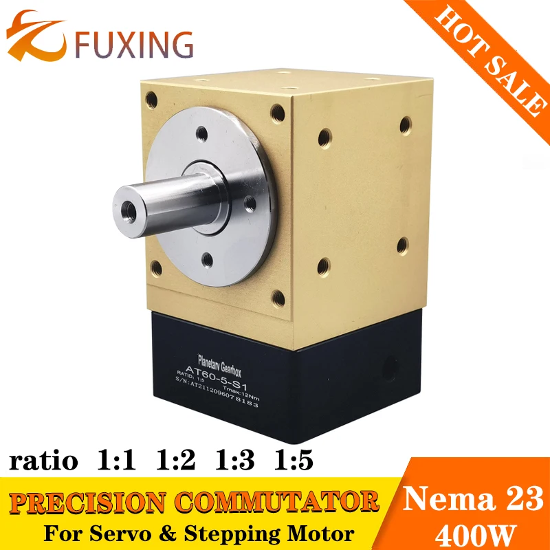 

AT60 Precision Right Angle Reducer Commutator Planetary Gearbox Nema 23 Stepping Stepper Or 400w Servo Motor Ratio 1:1 2:1 5:1