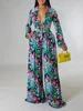 Seun Floral Print Crop Top and Wide Leg Pant