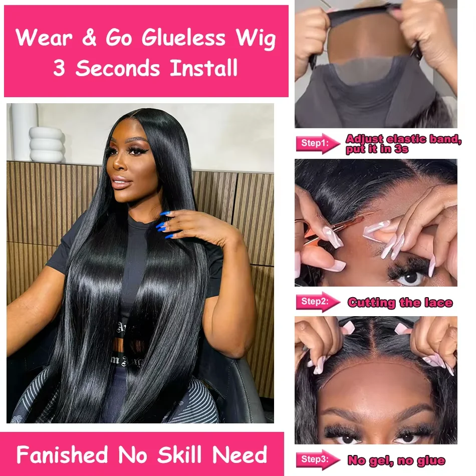 34 Inch Vietnamese Hair Bone Straight Glueless Wigs Human Hair Lace Frontal Wig 7X5 Ready to Wear Wig Preplucked Raw Virgin Hair 4