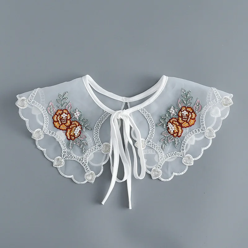 

New Style Floral Shirt Fake Collar Shawl for Womens Shirt Dress Shoulder Wraps Small Cape Female Summer Thin False Collar