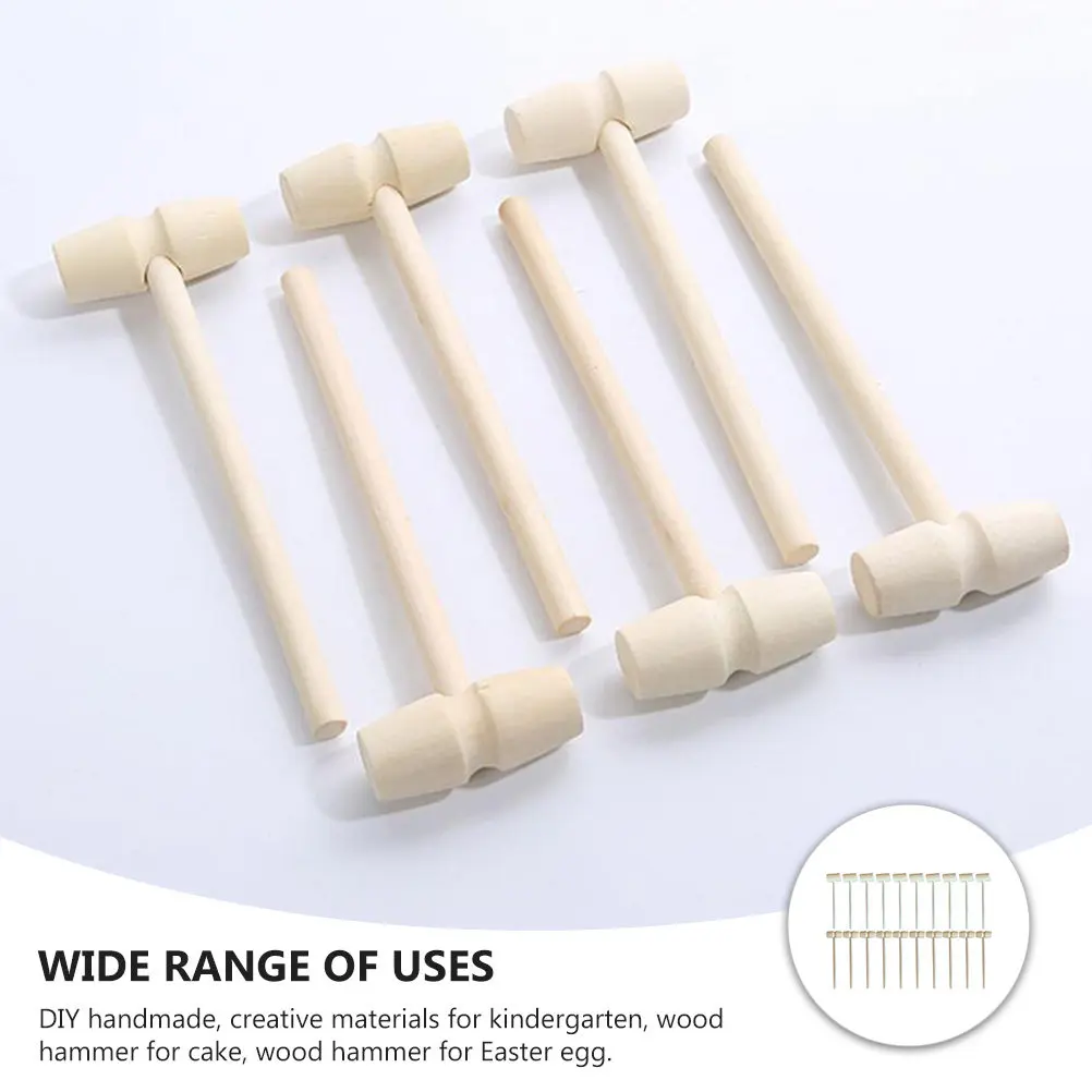 20Pcs 미니 나무 망치 어린이를위한 경량 휴대용 천연 나무 망치 DIY 공예 케이크 장식 부활절 달걀 활동 안전