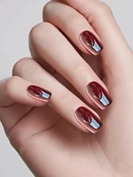 ZH New Years Nails Ancola Red Cat's Eye Gel Nail Polish Nail Art New Burgundy Glass Bead Cat's Eye Gel Autumn And Winter Nail 2