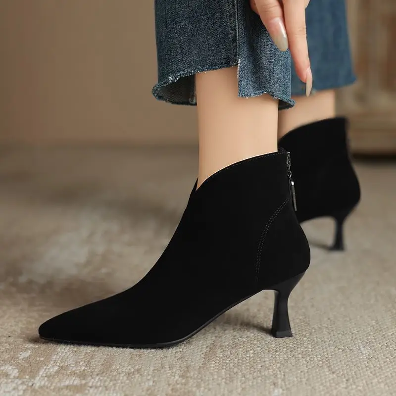 

9 Years Old Shop Sheepskin Genuine Leather Women Boots Comfortable Winter Shoes Fashion Party Wedding Shoes Woman Ankle Boots