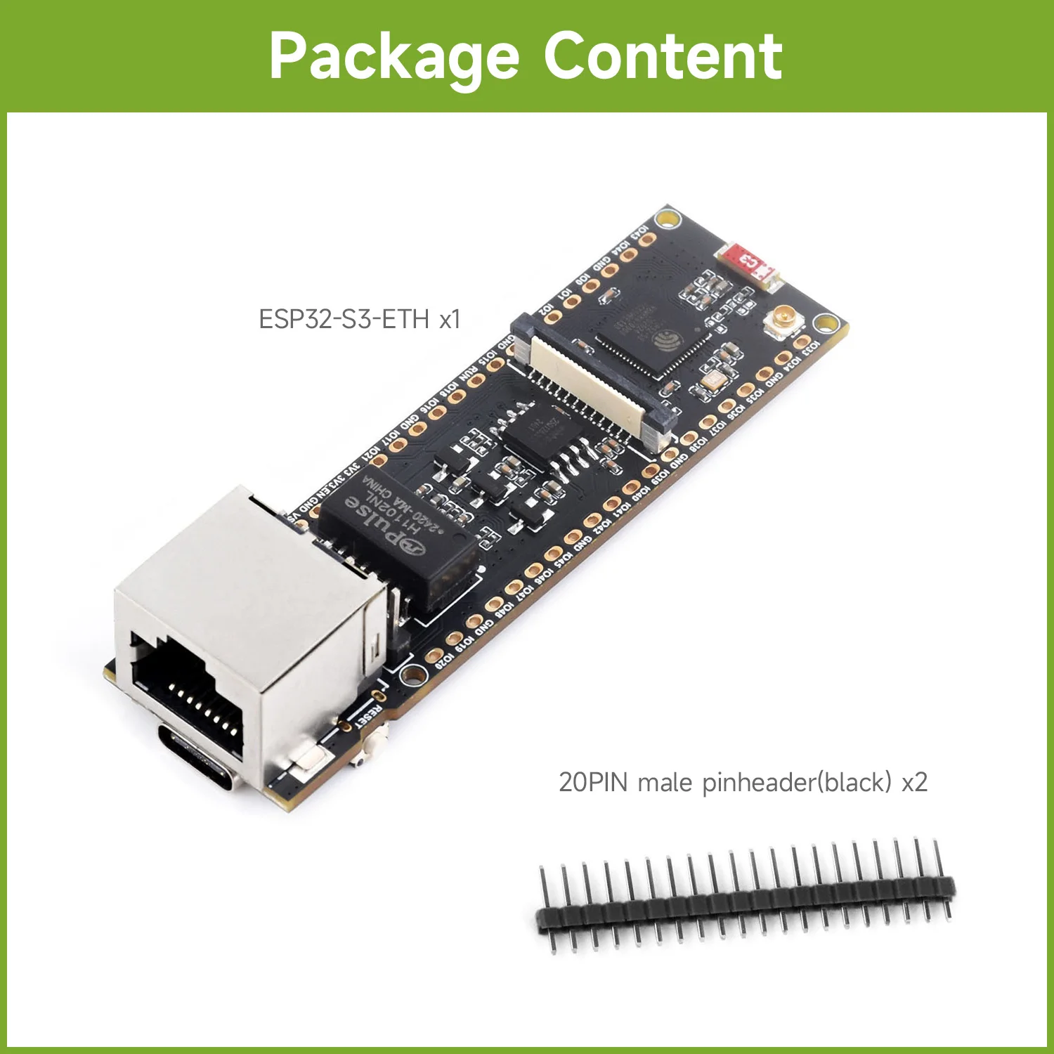 ตัวเลือกสินค้า บอร์ดพัฒนา Waveshare ESP32-S3 ETH, ตัวเลือกเสริมสำหรับโมดูล PoE และโมดูลกล้อง, ช่องใส่การ์ด TF ในตัว, อินเทอร์เฟซกล้อง