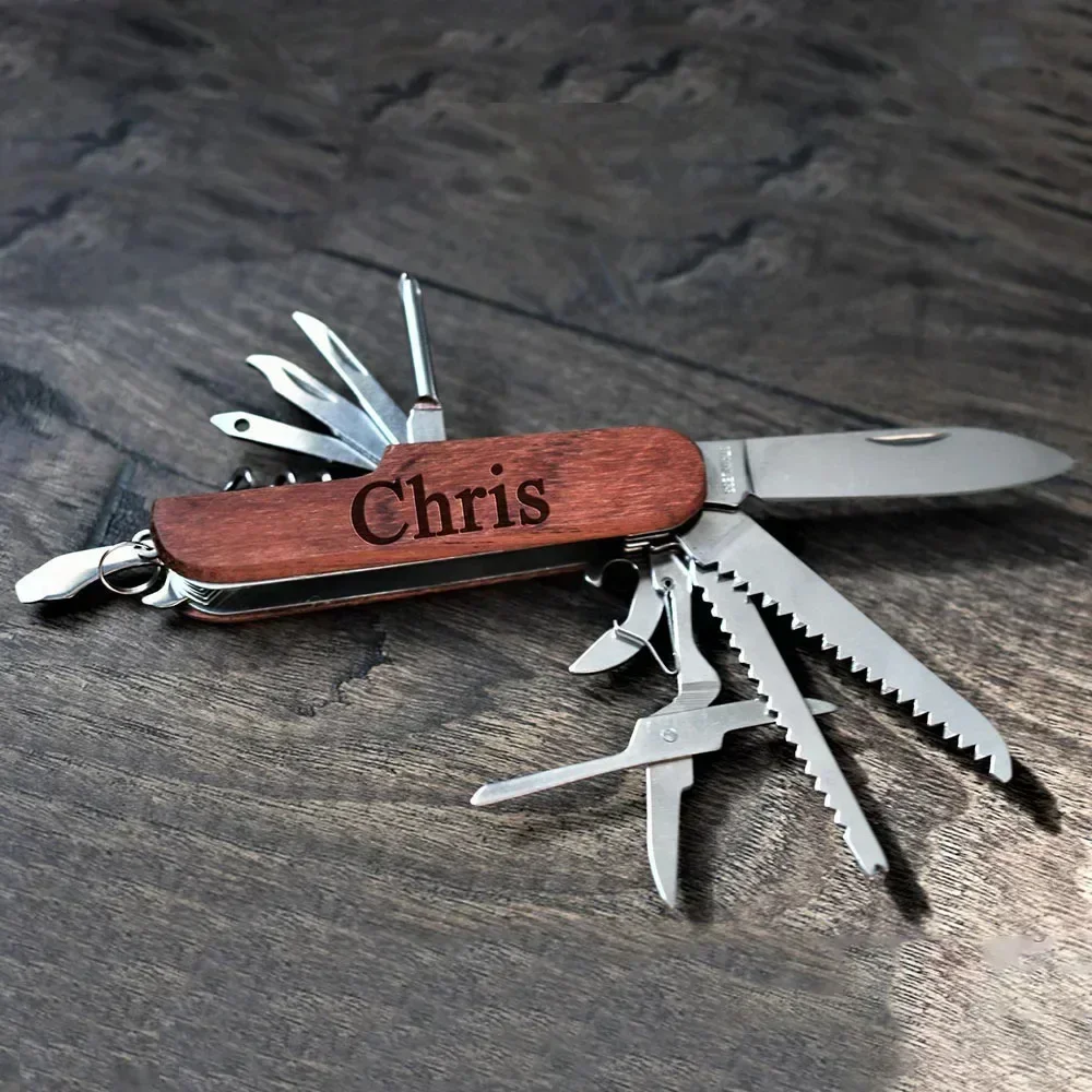 Laser Custom LOGO Wooden Multifunctional Tool Wine Opener Wedding Lover Engrave Rose Wood Knife Personalize Festival Gift wooden wine opener