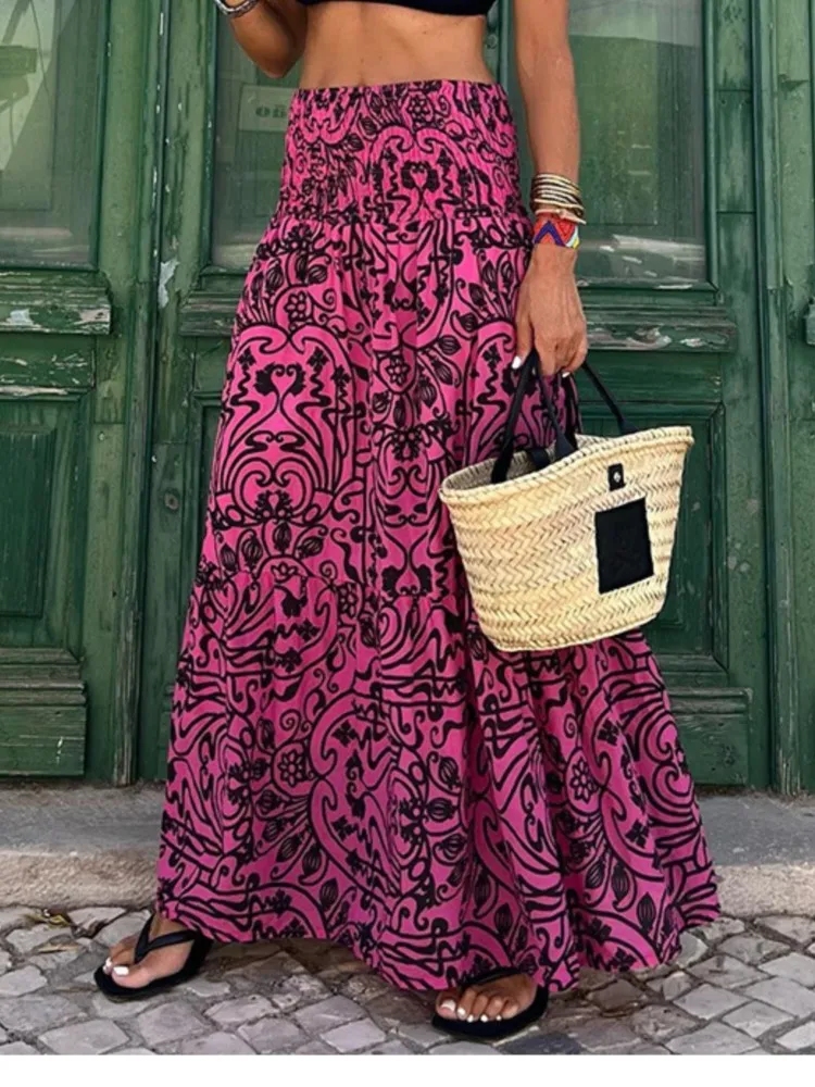 Printed Skirt Women 2023 Summer New Fashions Casual Beach