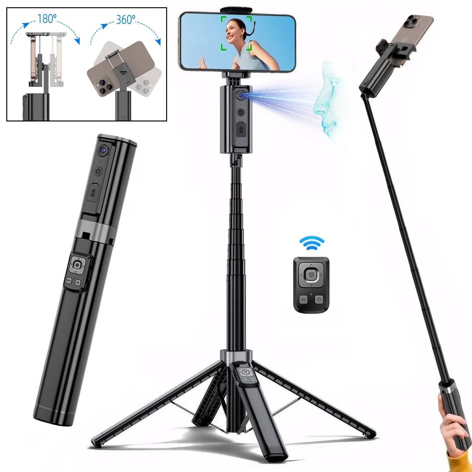 Phone Holder Automatic Rotating Tripod For Iphone Auto Face