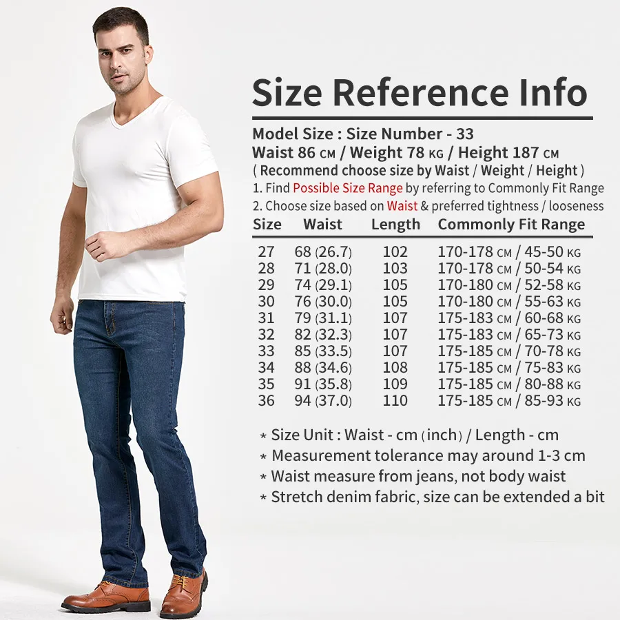 Men's Classic Slim Fit Straight Jeans Casual Stretch Denim Pants Fashion Blue Trousers 5