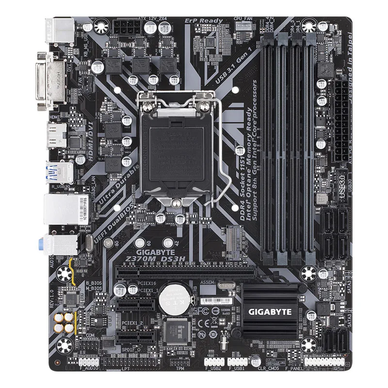 Scheda Madre Gigabyte Z370M Ds3H Usata 64Gb Lga 1151 Ddr4 Scheda Madre Micro Atx Testata Al 100% Completamente Funzionante