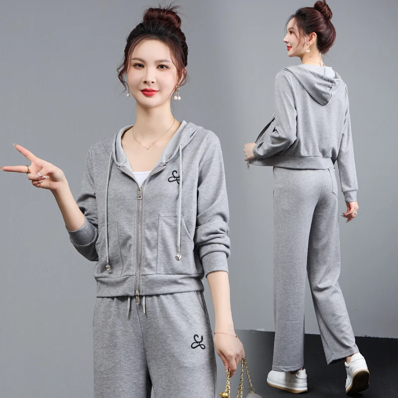 Leisure sports suit for women 2024 Spring Autumn collection, new women's clothing, fashionable and western-style morning run, hood_voghion.com