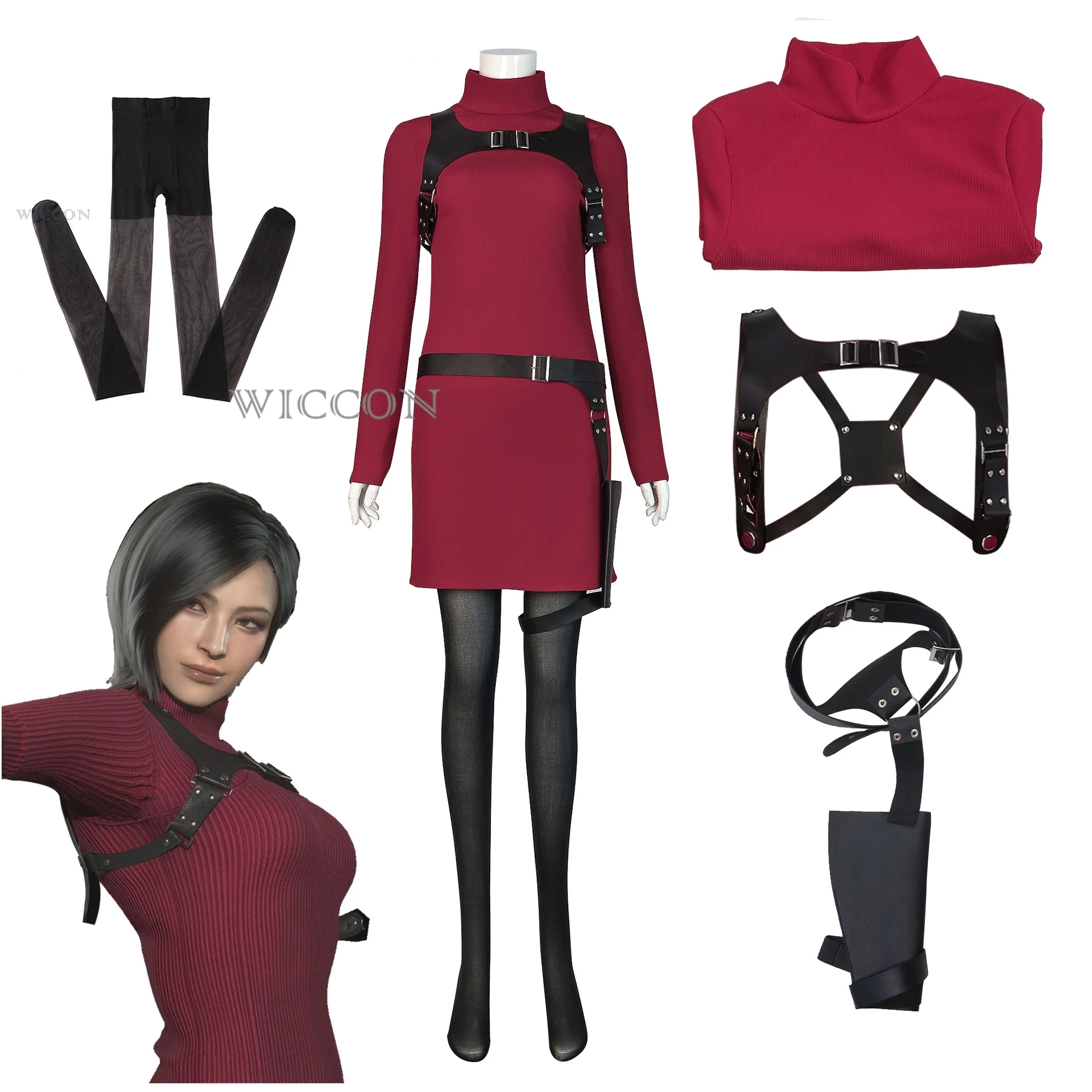 

Женский костюм для косплея 4 Ada Wong, костюм со злым платьем, костюмы для Хэллоуина, карнавала, маскировочный костюм для женщин и девочек