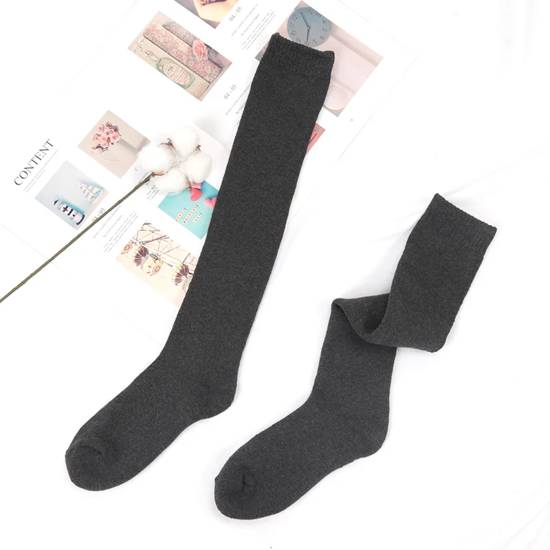 Mens Winter Compression Stocking Warm Hot Knee Long Leg Terry Thigh High Socks Cotton Thicken Cover Calf Male Socks Size 38-45