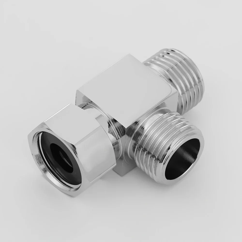 1/2" 3 Way T Shape Faucet Adapter Valve Brass Chrome Diverter Water Separator Tap Splitter Connect Shower Head