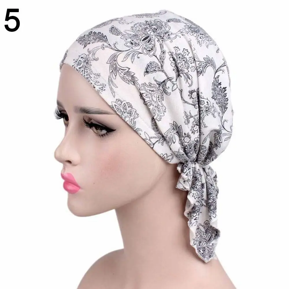 2023 elastische Mützen Headwrap Mode Lässig Chemotherapie Hut Frauen Nationalen Wind Baumwolle Hut Bandana Blumen Druck Turban