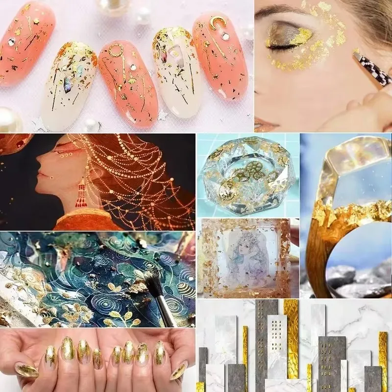 Golden Leaf Foil Leaf Sheets Gilding Foil Imitation Gold DIY Nails Art Painting Gilding Crafting Decor Resin Candle Plaster