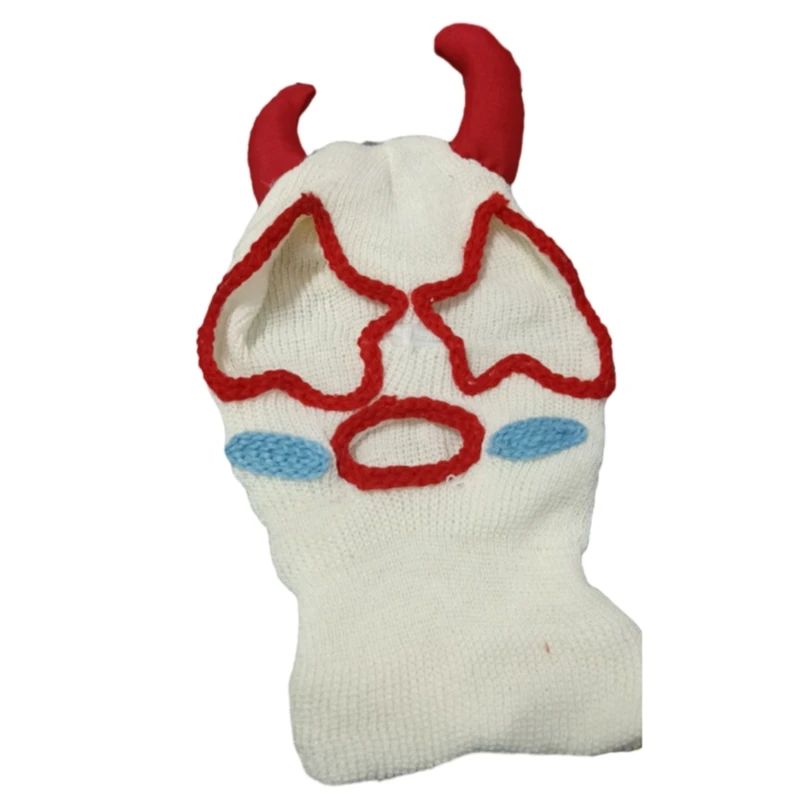 

Fun Clown Horn Balaclava Head Covering Halloween Gift Warm Wacky Beanie Hat Halloween Gift Head Covering