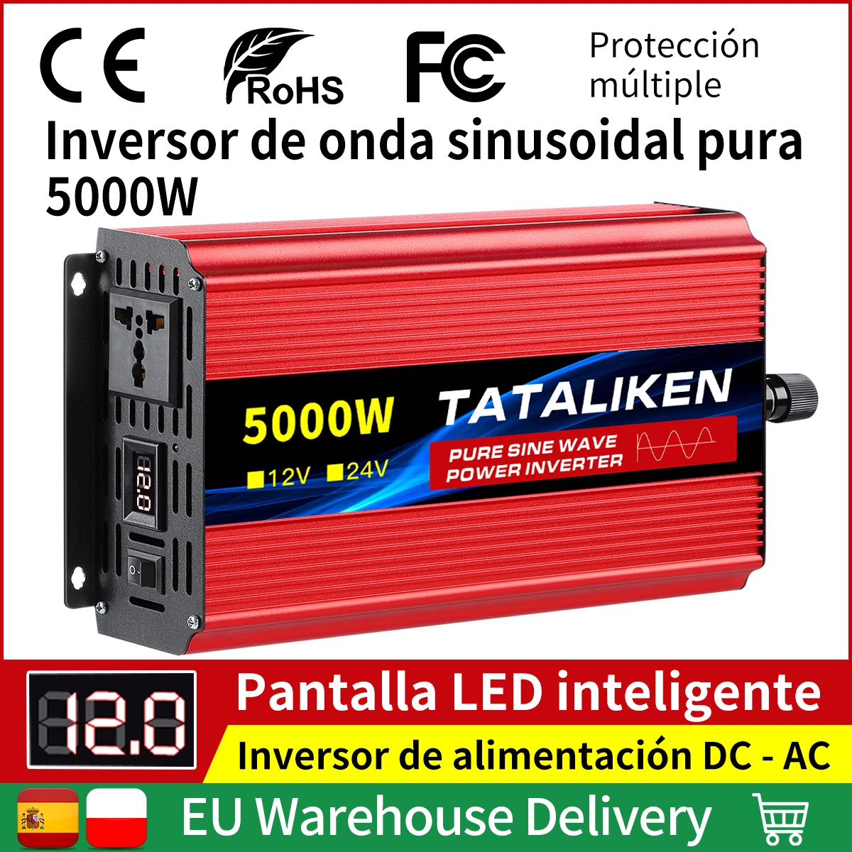 5000W 12000W 12V 24V 48V 60V To 230V Onda Sinusoidale Pura Inverter Convertitore - Foto 10